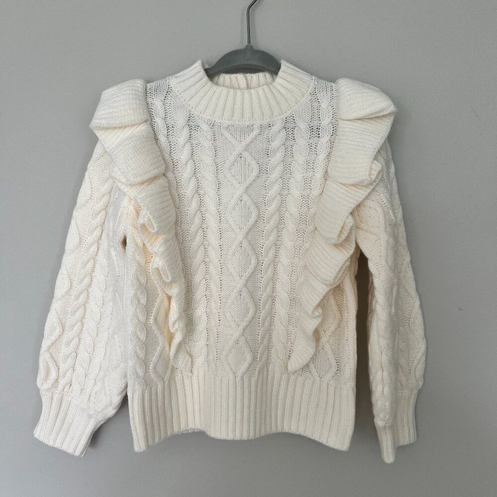 Janie and Jack ruffle cable knit sweater 3T cream NWOT